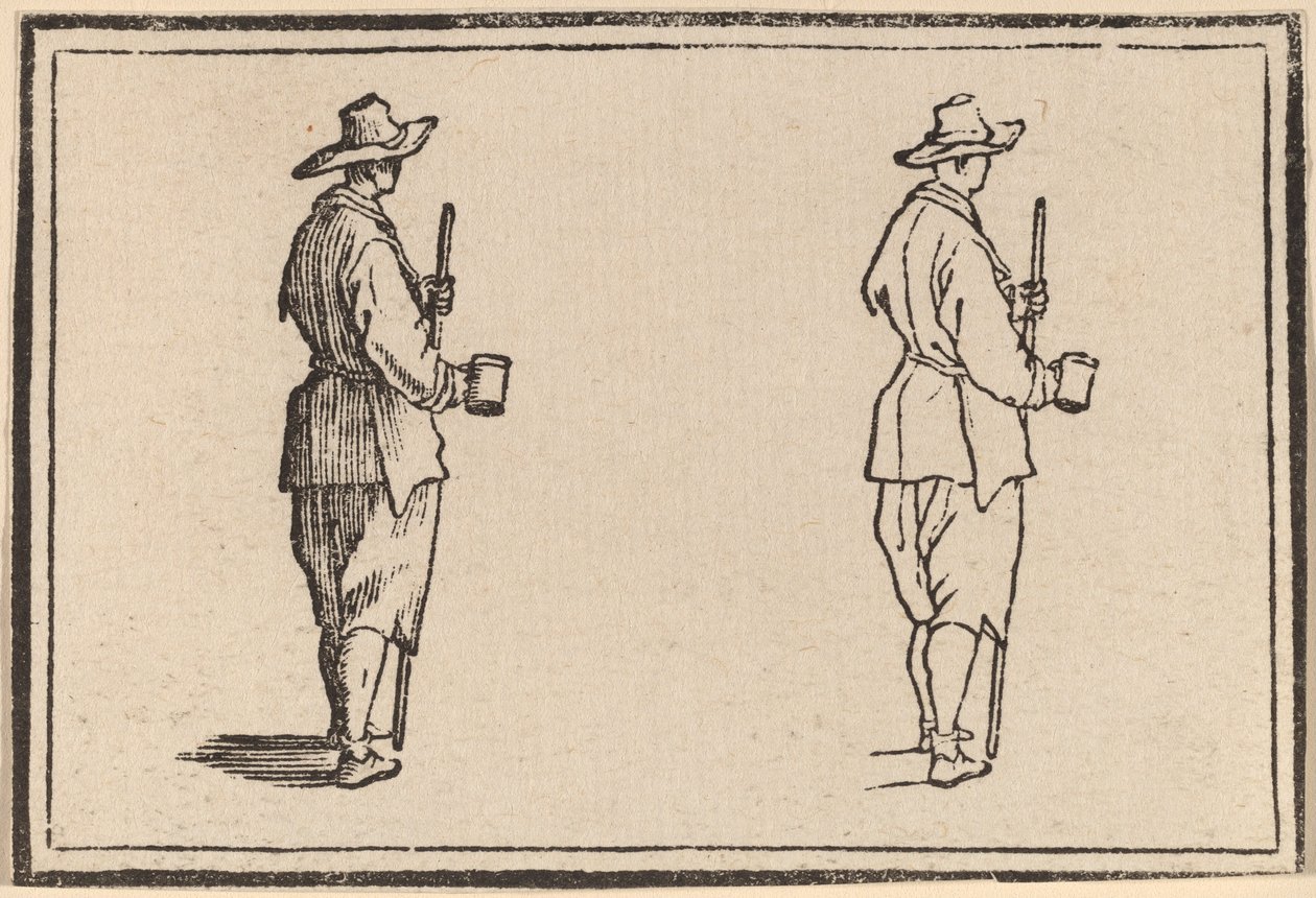 Contadino con una tazza da Edouard Eckman after Jacques Callot