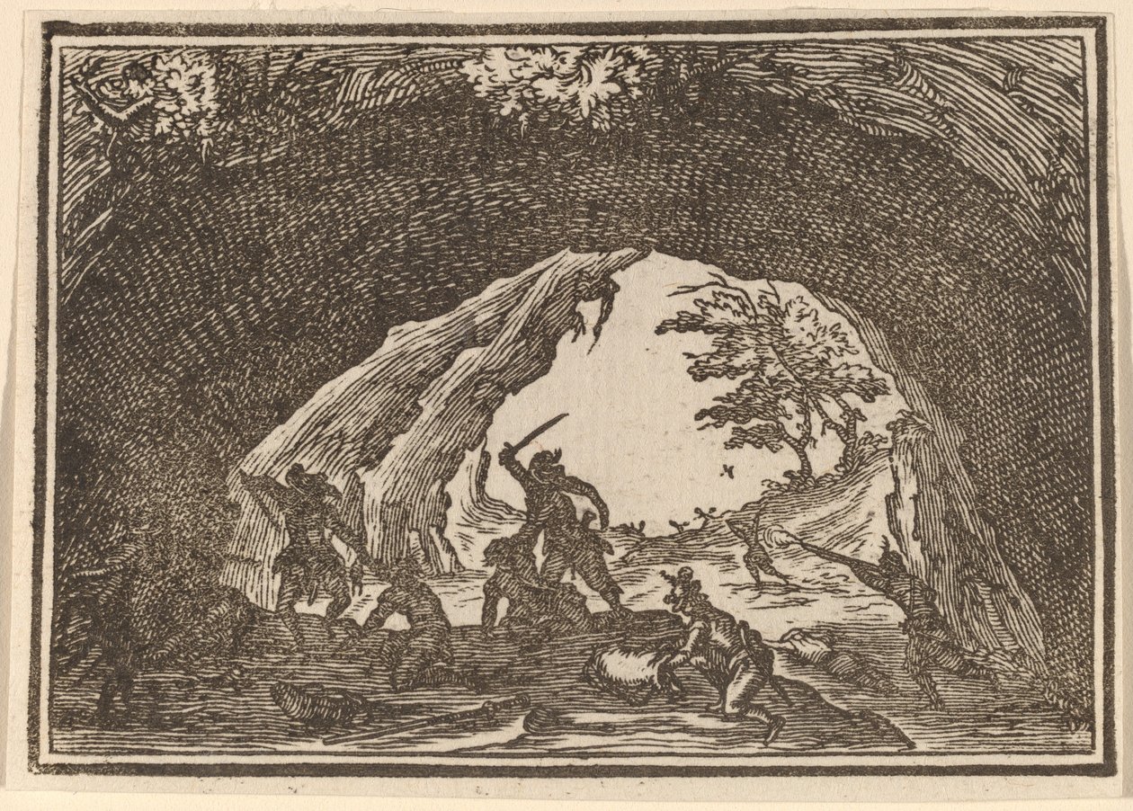 Soldati che Attaccano i Ladri da Edouard Eckman after Jacques Callot