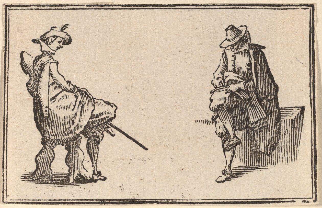 Due Figure Sedute da Edouard Eckman after Jacques Callot