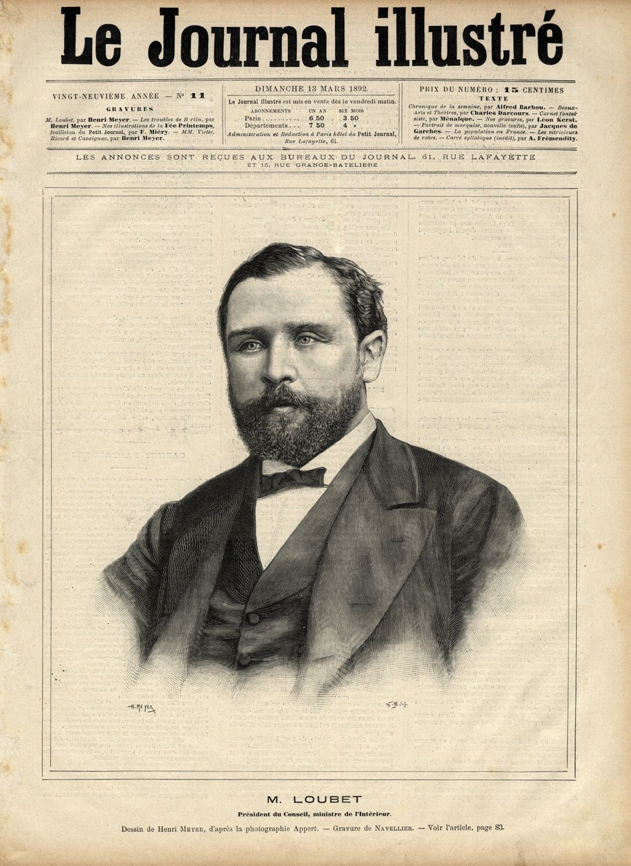 Emile Loubet (1836-1929) nel 1892 (presidente del consiglio - ministro dell