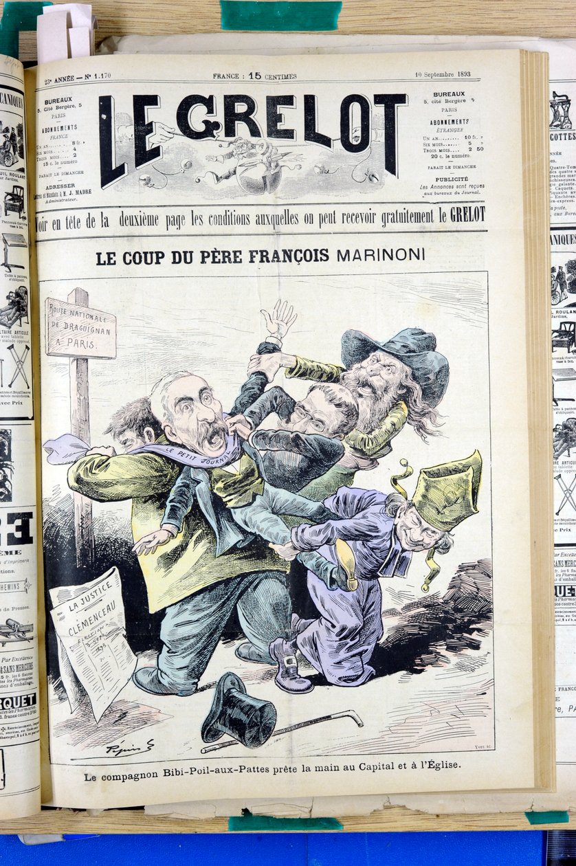 Copertina di Le Grelot, numero 1170, satirico a colori da Edouard Guillaumin Pepin