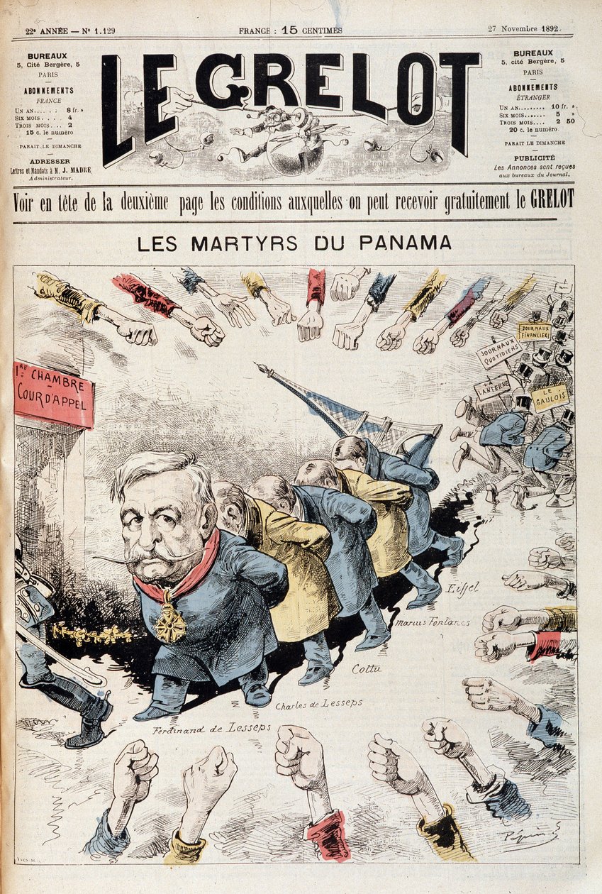 I martiri di Panama di Pépin - Copertina di "Il Grelot" del 27 novembre da Edouard Guillaumin Pepin