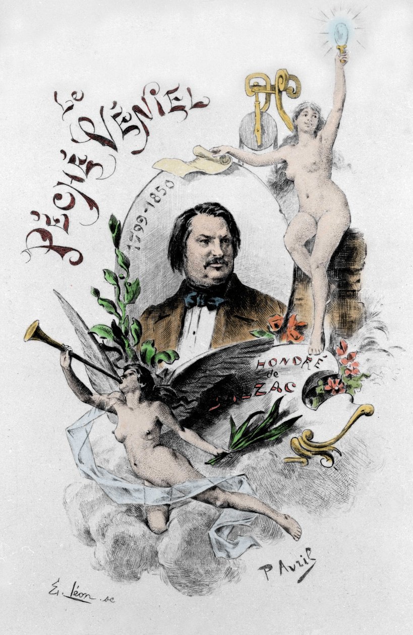 Frontespizio di "Il peccato veniale" di Honoré de Balzac. Illustrazione di Paul Avril (1843-1928) del 1901. da Edouard Henri Avril