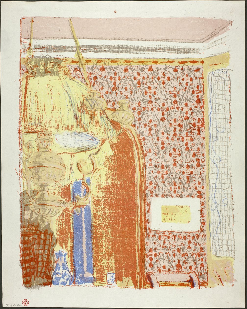 Interno con carta da parati rosa II, sesta lastra da Paesaggi e interni da Édouard Jean Vuillard