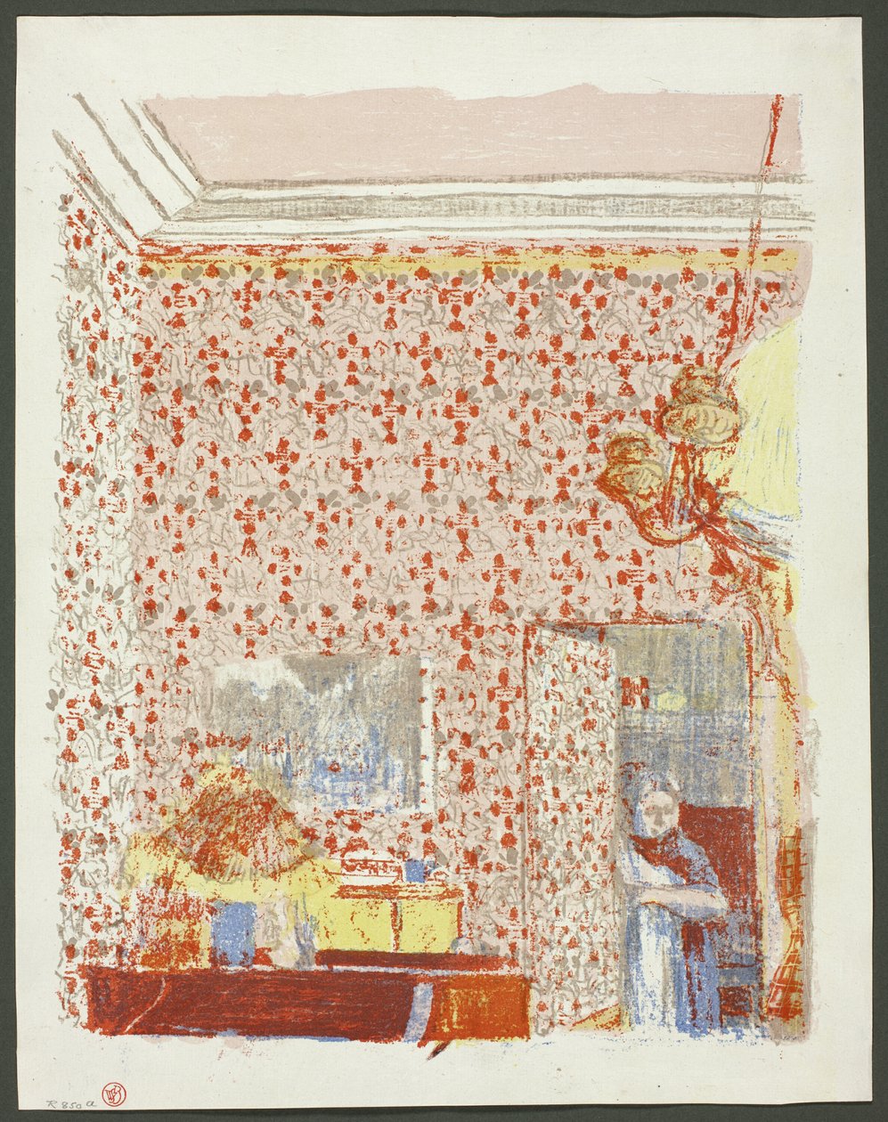 Interno con carta da parati rosa I, quinta lastra da Paesaggi e interni da Édouard Jean Vuillard