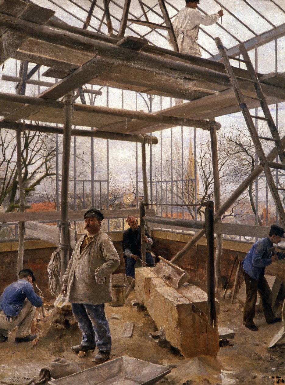 Costruzione di una serra da Edouard Joseph Dantan