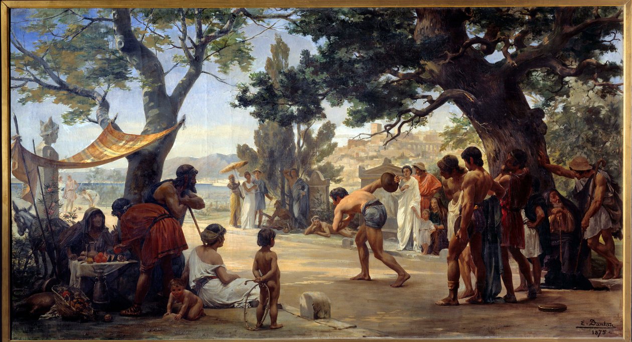 Antichità greca: Il gioco del disco (discobolo) dipinto di Joseph Dantan (1848-1897) 1875 Rouen, Museo delle Belle Arti da Edouard-Joseph Dantan