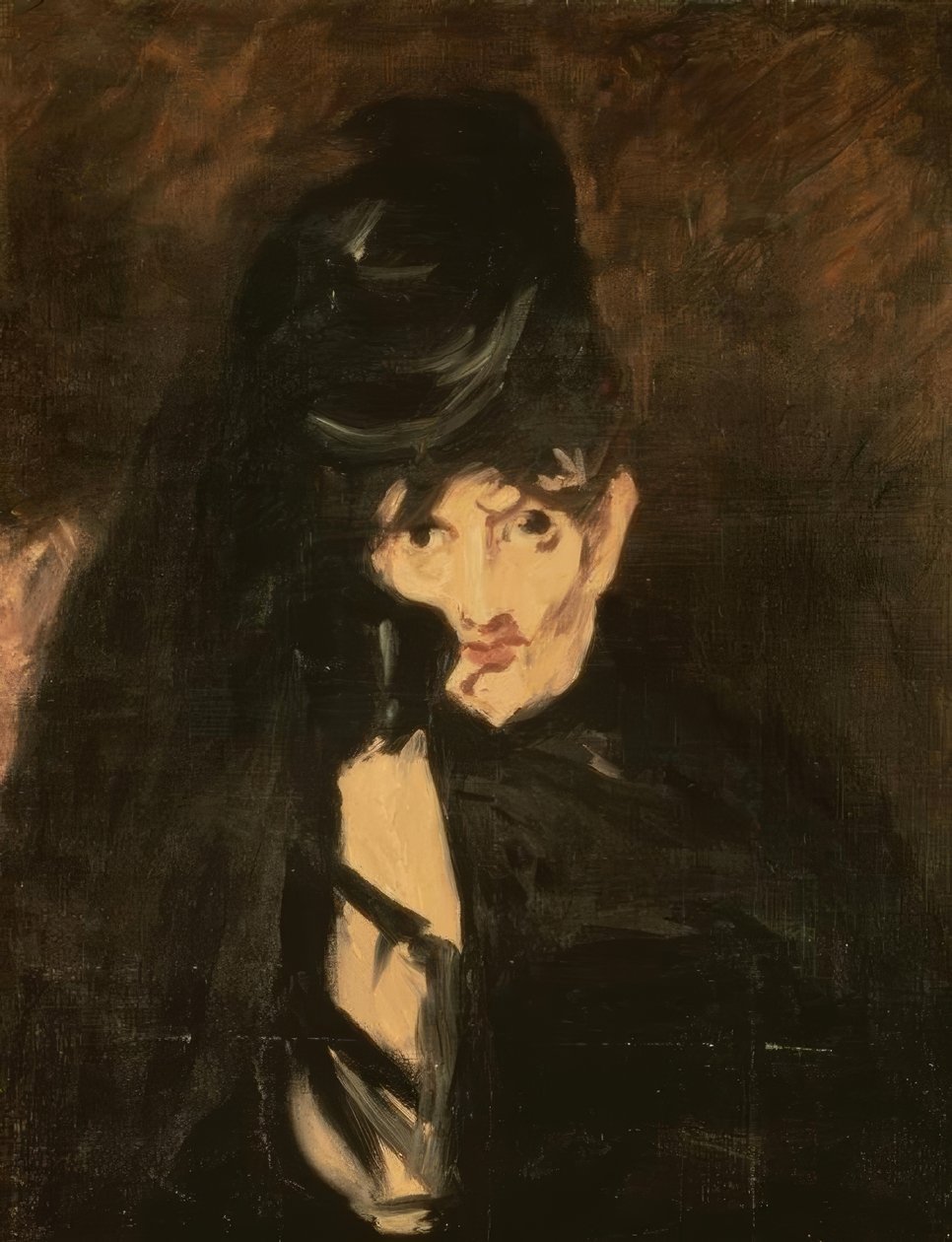 Berthe Morisot con cappello da lutto e lungo velo da Édouard Manet