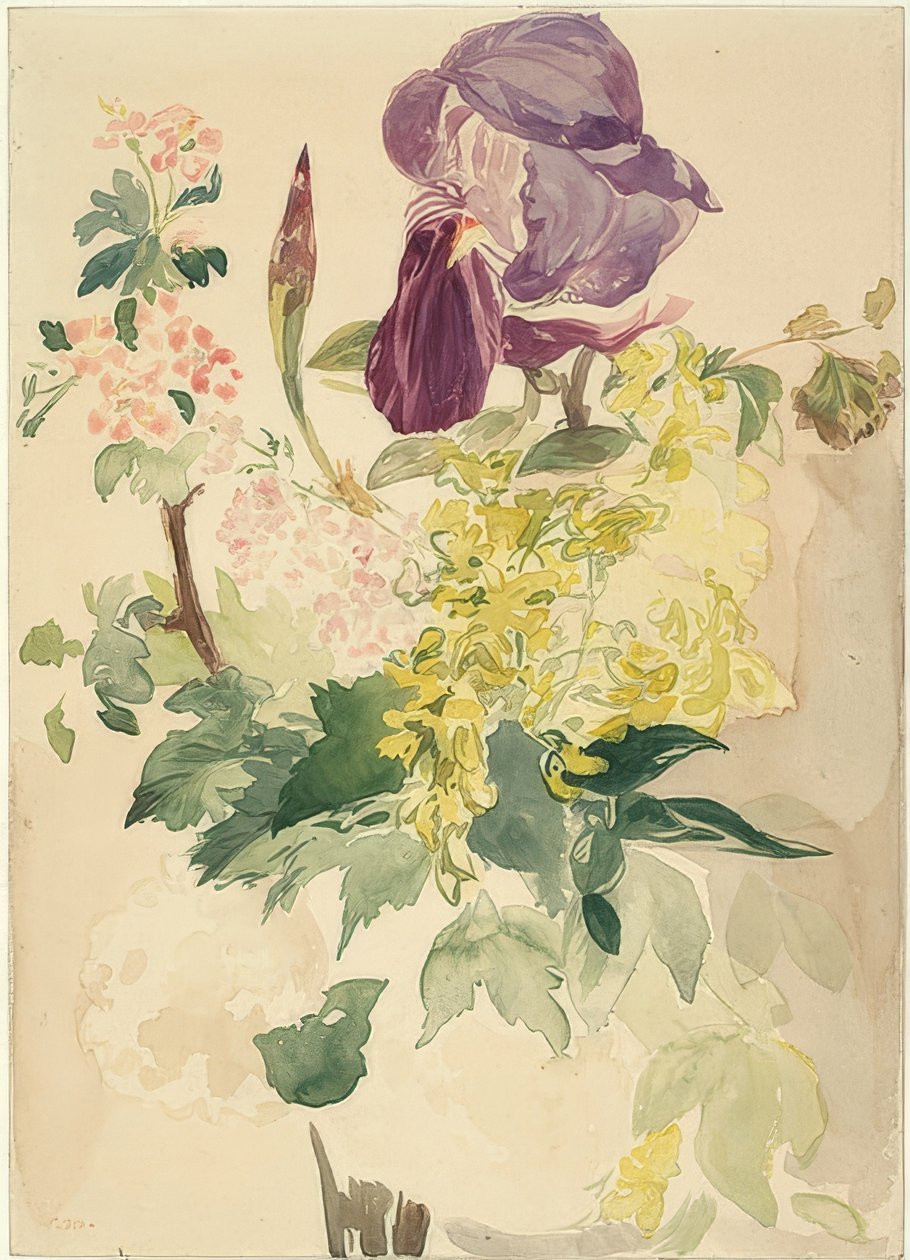 Composizione floreale con iris, laburno e geranio da Édouard Manet