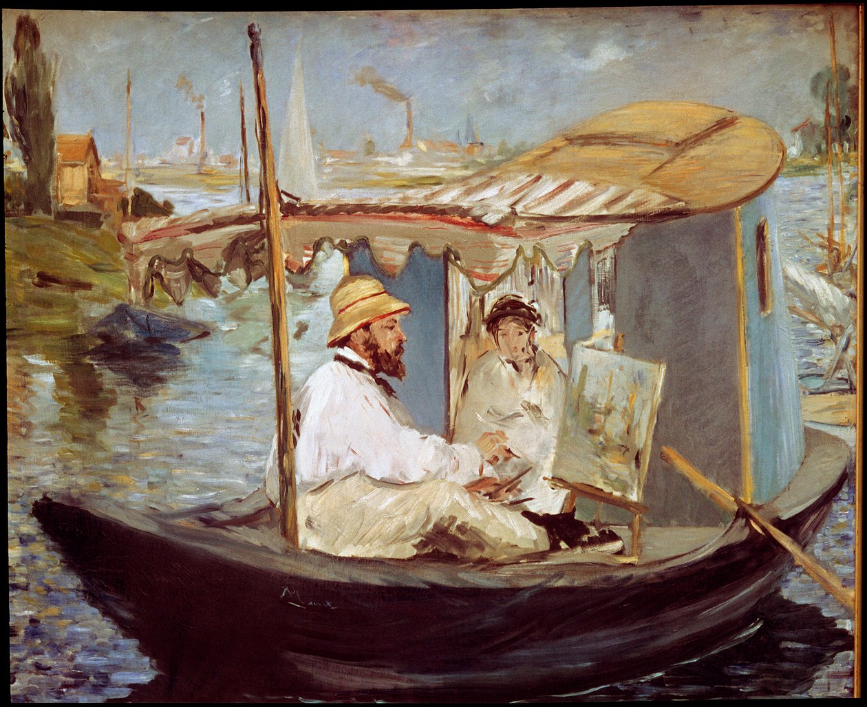 Claude Monet nel suo studio galleggiante da Édouard Manet