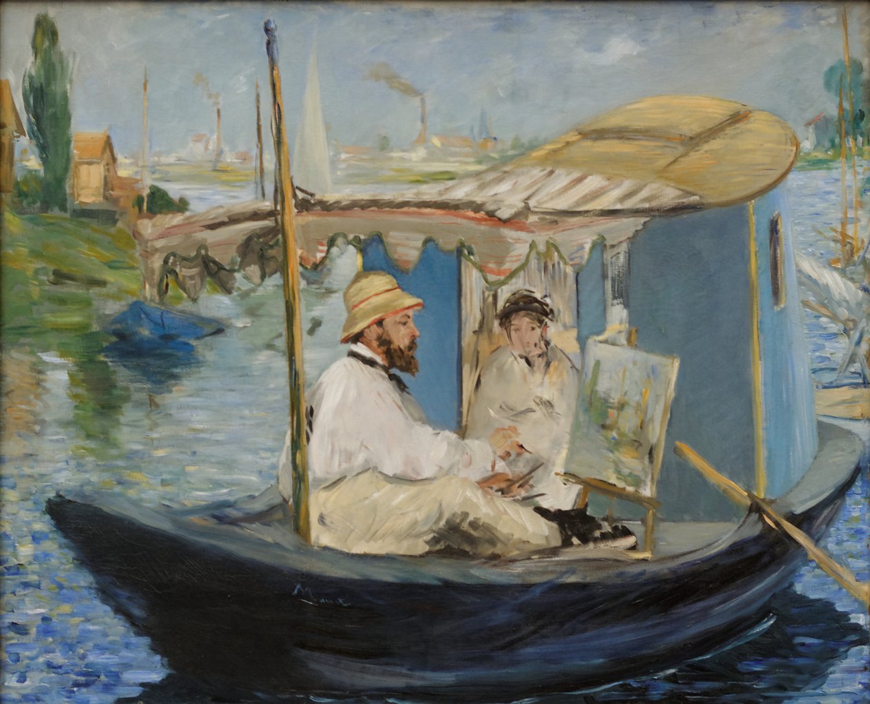 Claude Monet che dipinge nella sua barca-studio da Édouard Manet
