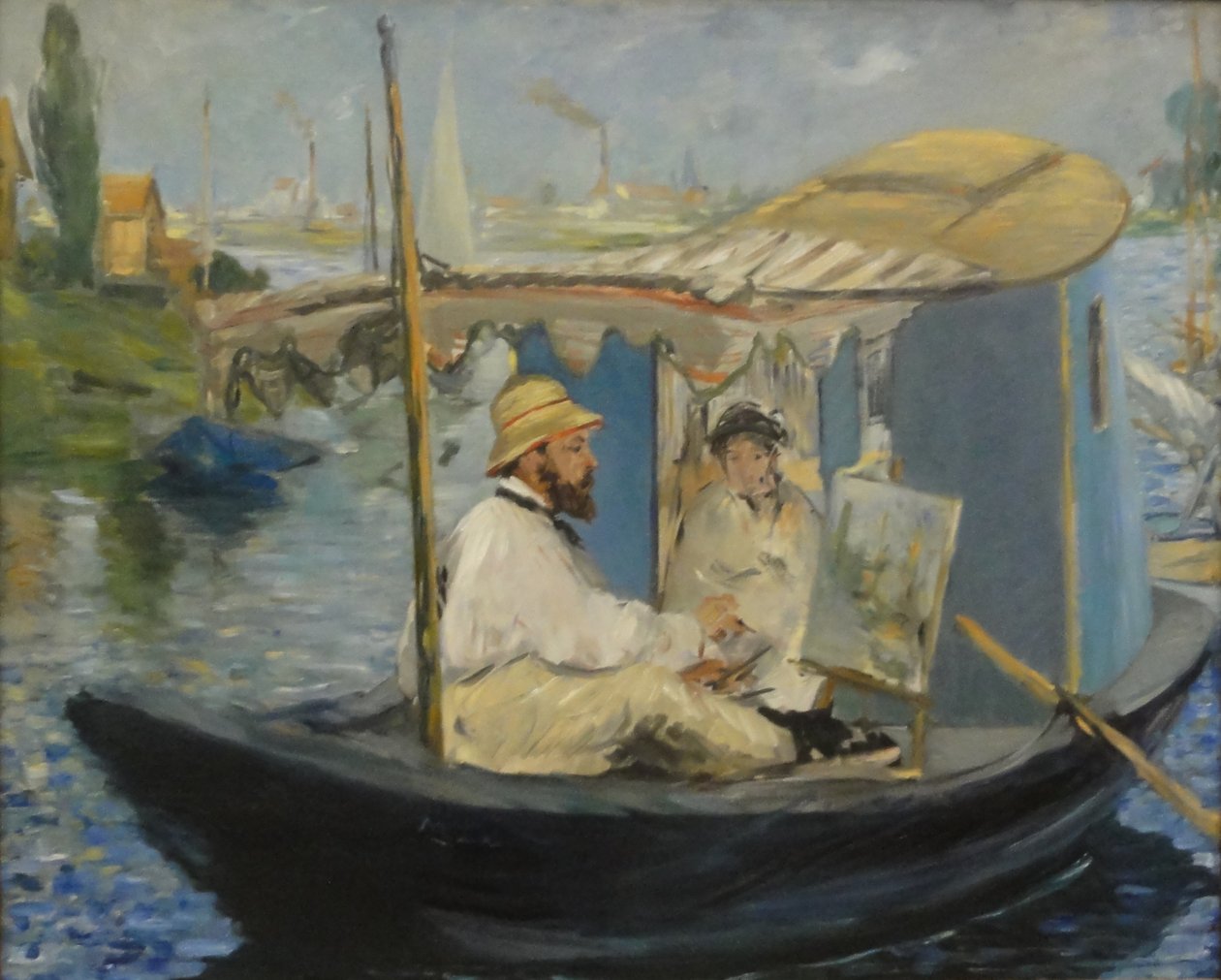 Claude Monet che dipinge nella sua barca-studio da Édouard Manet