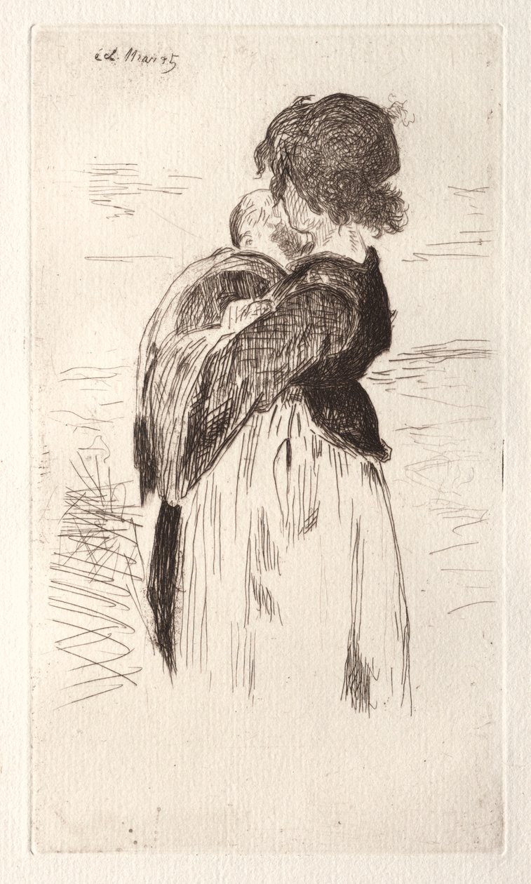 La piccola ragazza che tiene un bambino da Édouard Manet