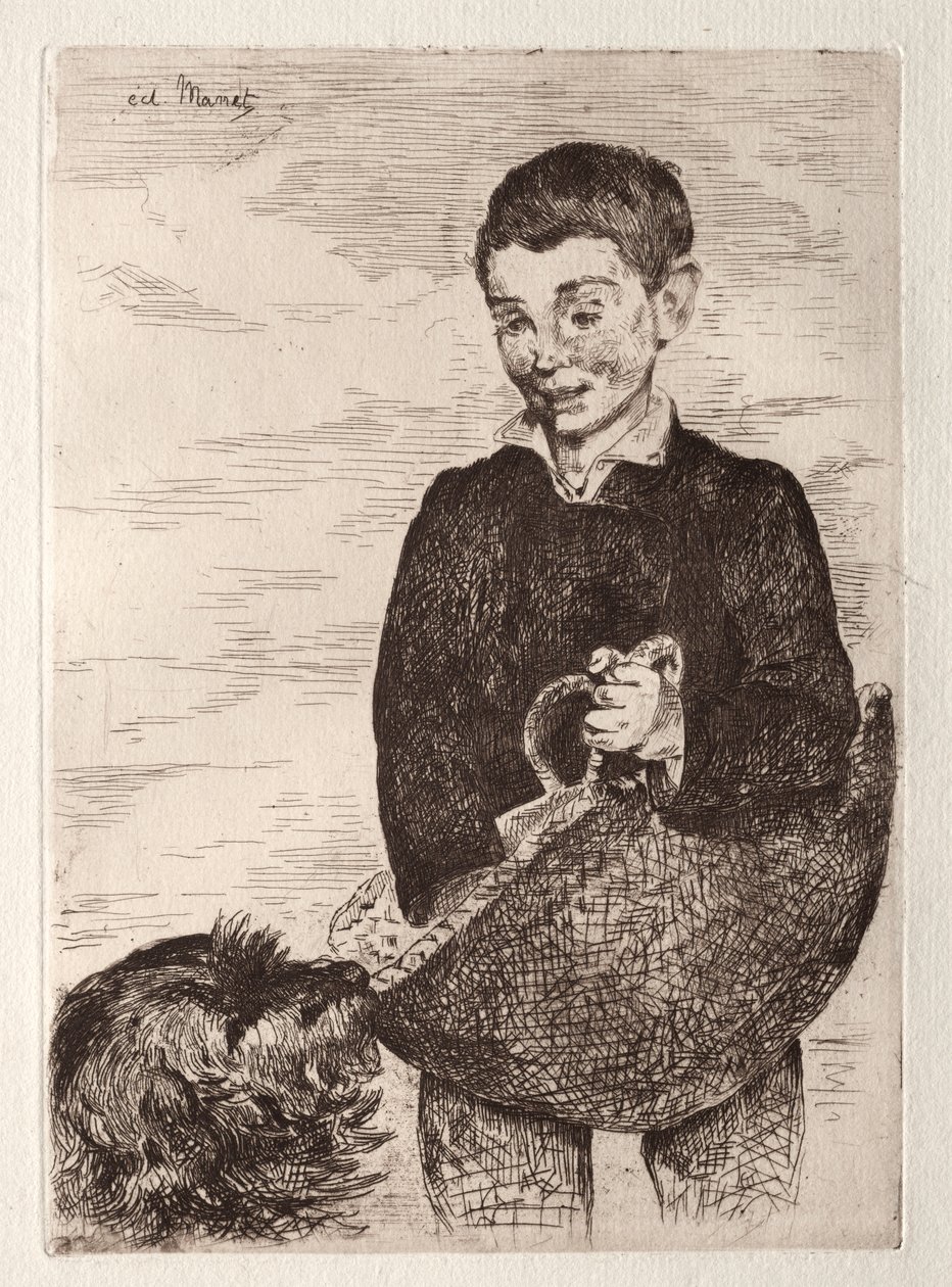 Il ragazzino con il cane, con la borsa da Édouard Manet