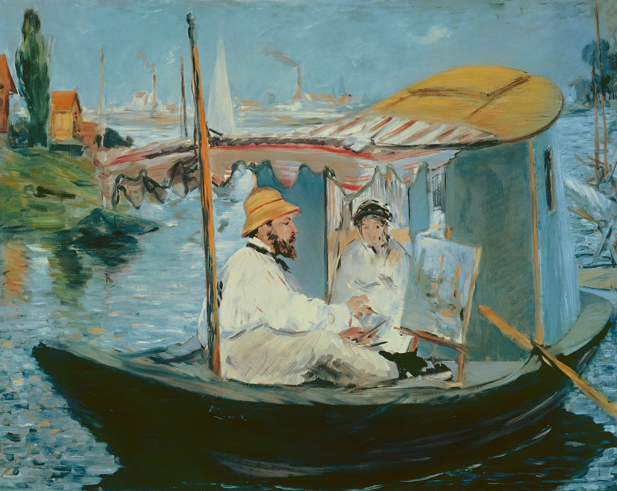 Monet nel suo studio galleggiante da Édouard Manet