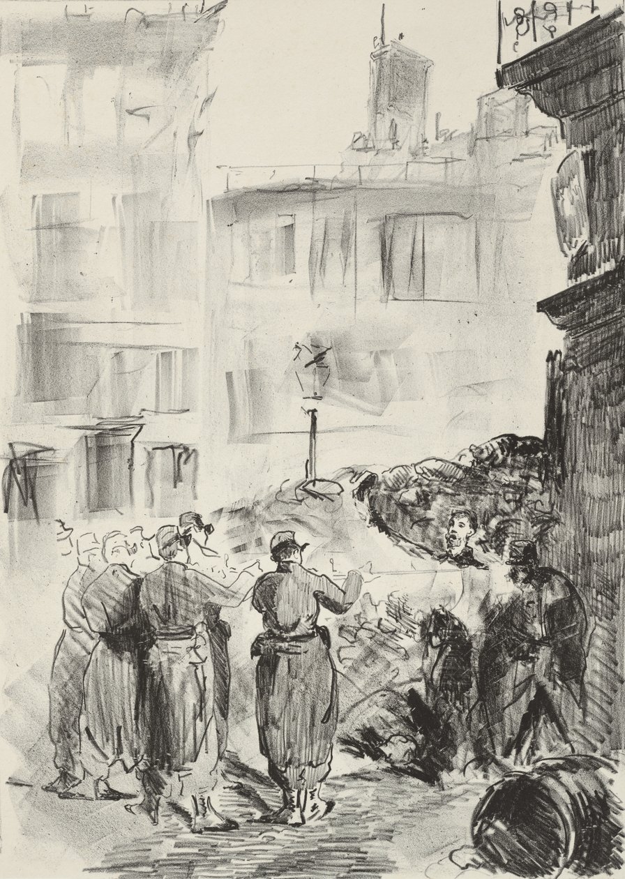 La barricata, 1871, stampato 1884 da Édouard Manet