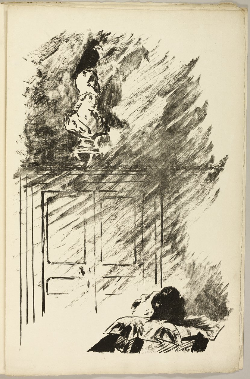 Il Corvo sul Busto di Pallade ("Appollaiato su un busto di Pallade..."), da Il Corvo (Le Corbeau) da Édouard Manet