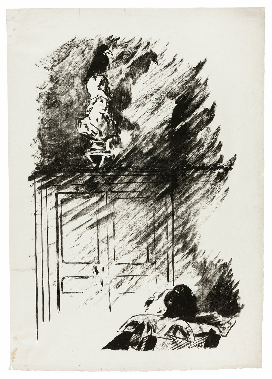 Il corvo sul busto di Pallade ("Appollaiato su un busto di Pallade..."), da Il corvo da Édouard Manet