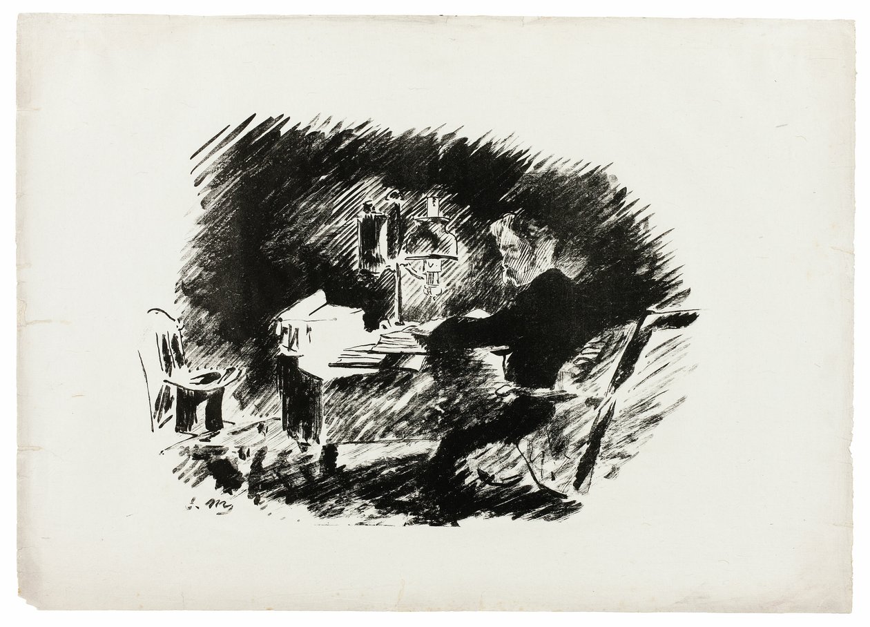 Sotto la lampada ("Once upon a midnight dreary..."), da Il corvo (Le Corbeau) da Édouard Manet