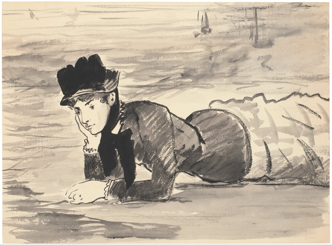 Donna sdraiata sulla spiaggia. Annabel Lee da Édouard Manet