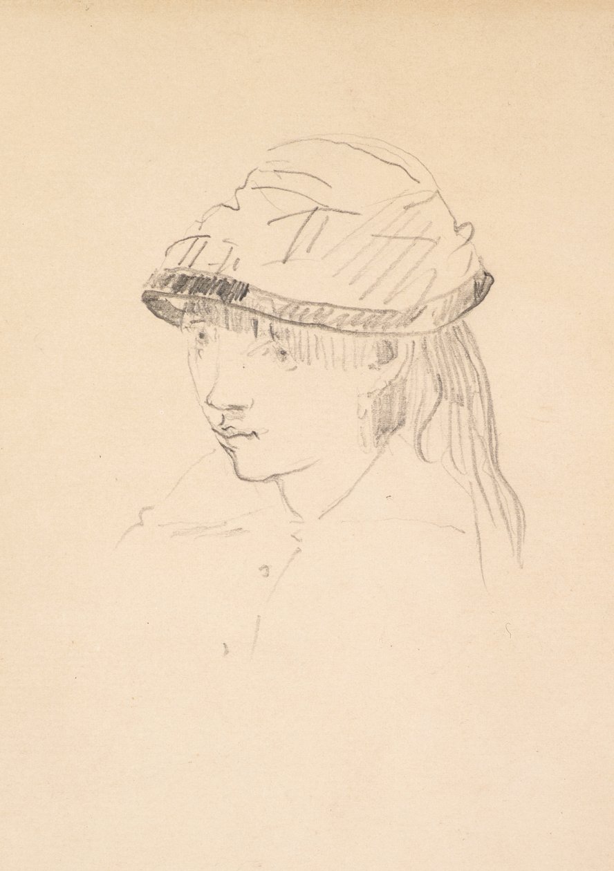 Giovane ragazza con cappello rotondo, 1878-79 (grafite su carta) da Édouard Manet