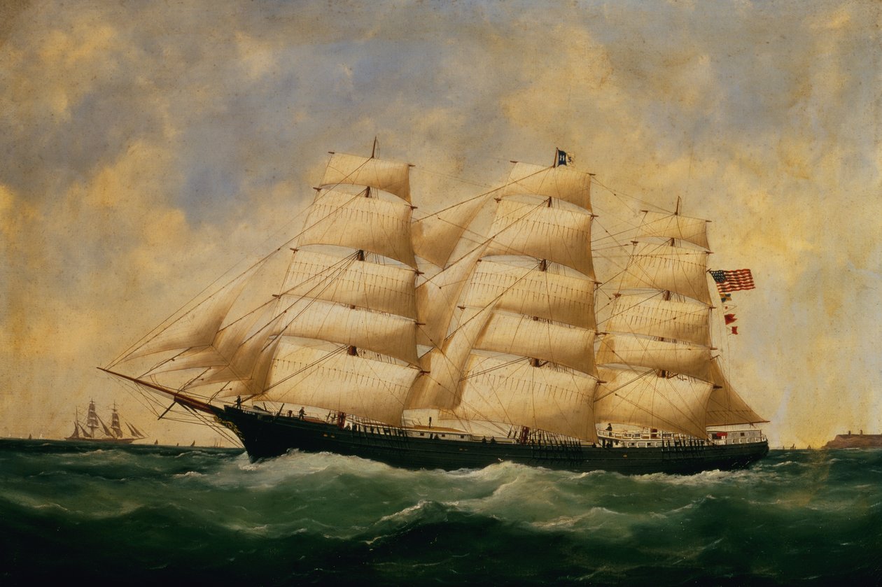 La nave a vela americana, Servia al largo di Le Havre da Edouard Marie Adam