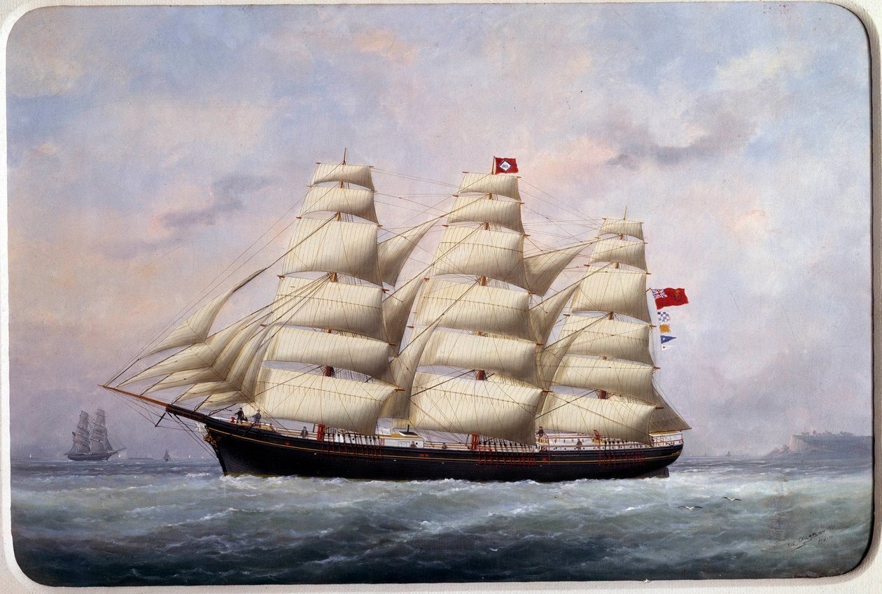 Il veliero William Lawrence. Acquerello di Edouard Adam (1847-1929) 1881. Parigi, Museo della Marina da Edouard Marie Adam