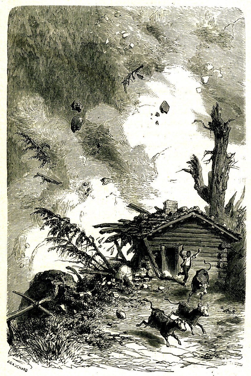 Valanga nelle Alpi da Edouard Riou