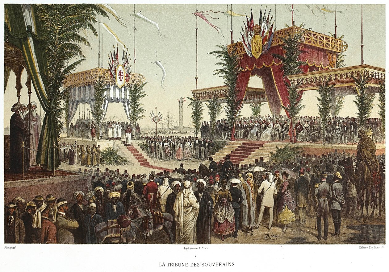 Canale di Suez. La tribuna dei sovrani, 1869 da Edouard Riou