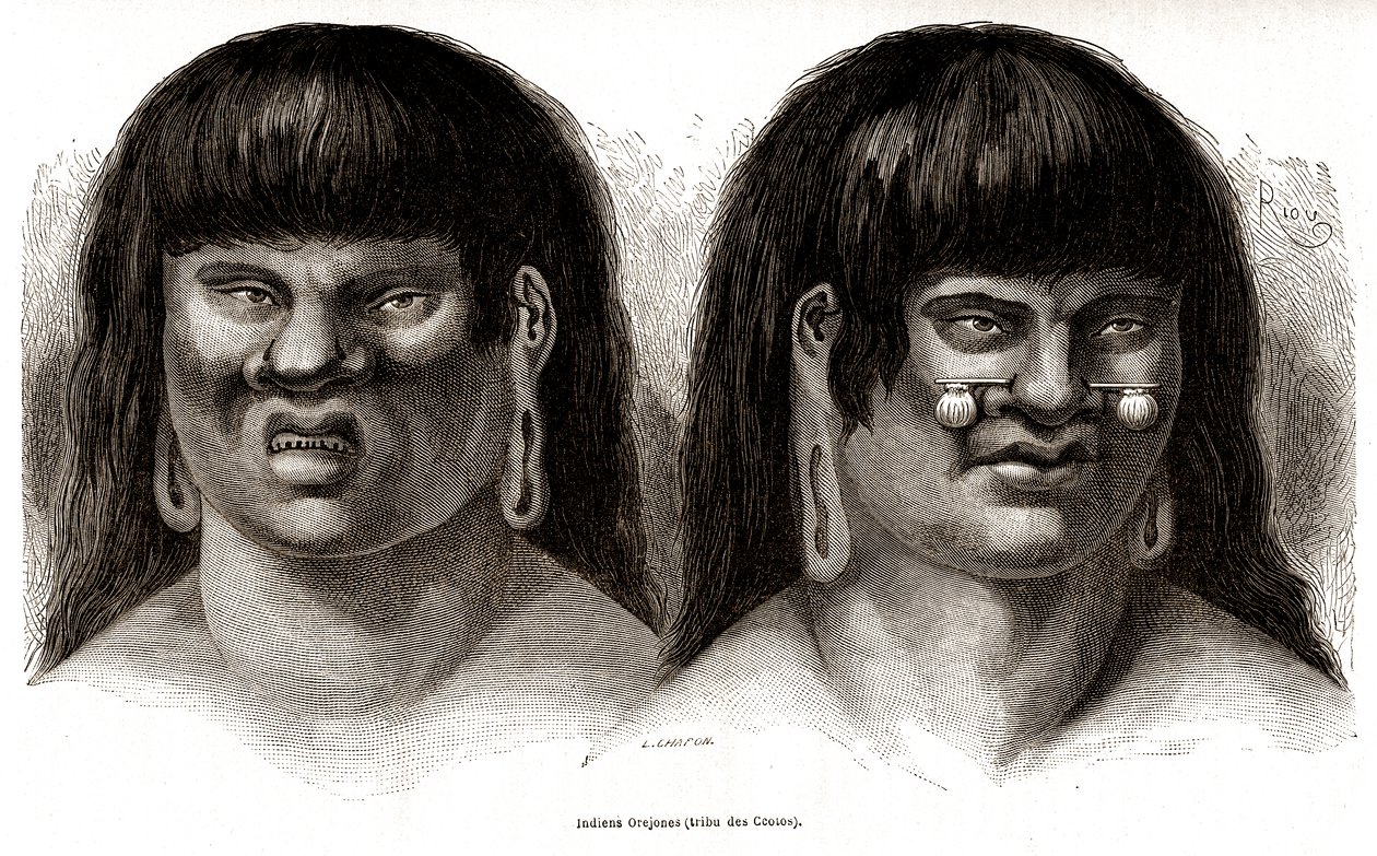 Coppia di indiani Orejones peruviani (tribù Ccotos) da Edouard Riou