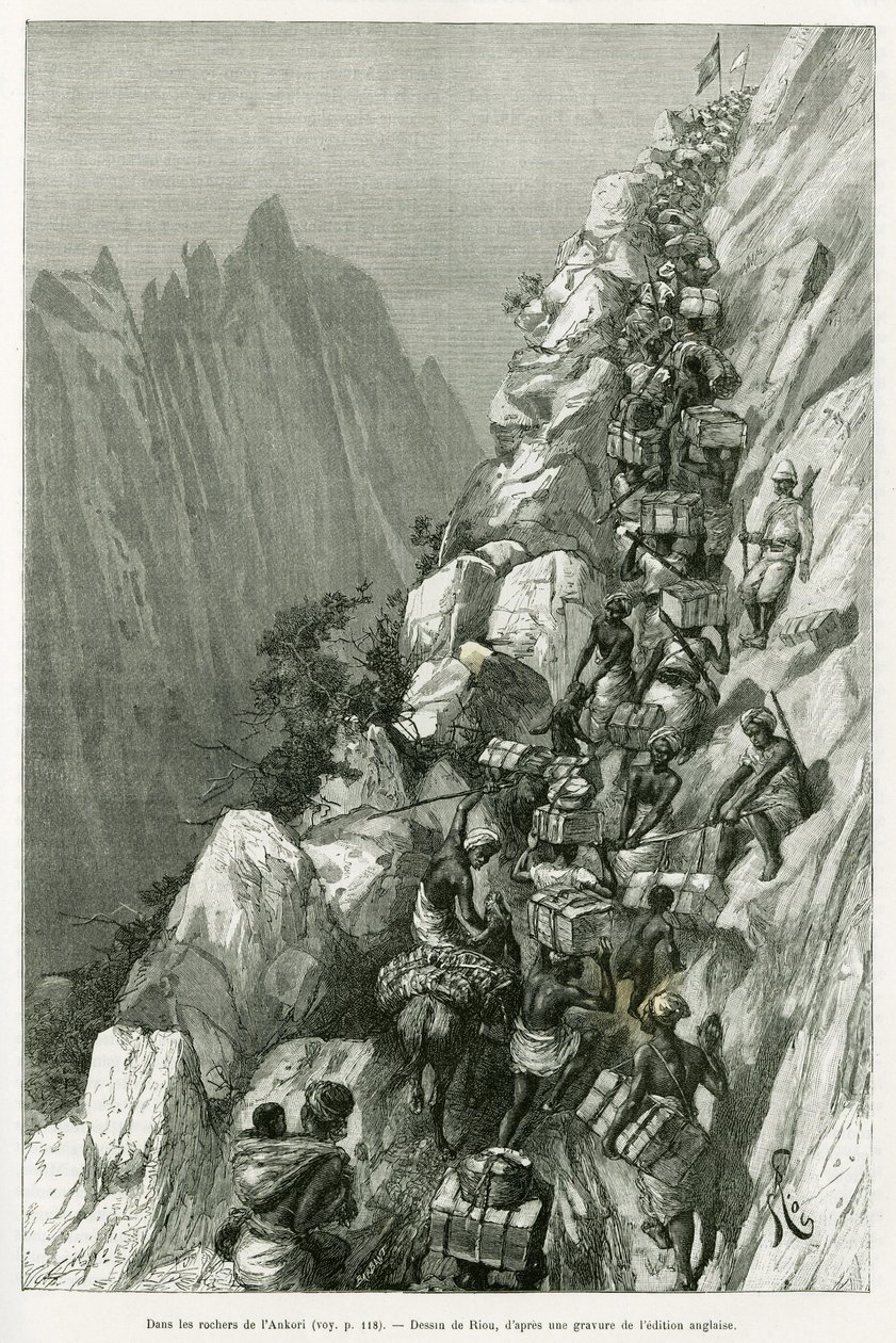 Nelle rocce di Ankori (incisione) da Edouard Riou