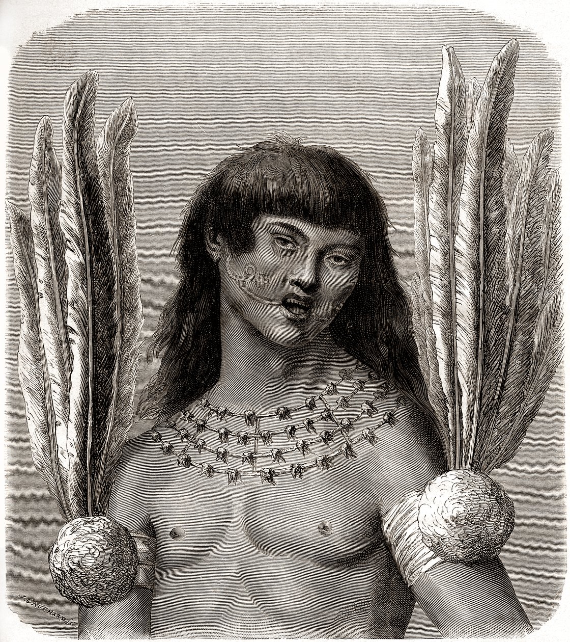 Ritratto di un indiano Ticuna del Perù da Edouard Riou