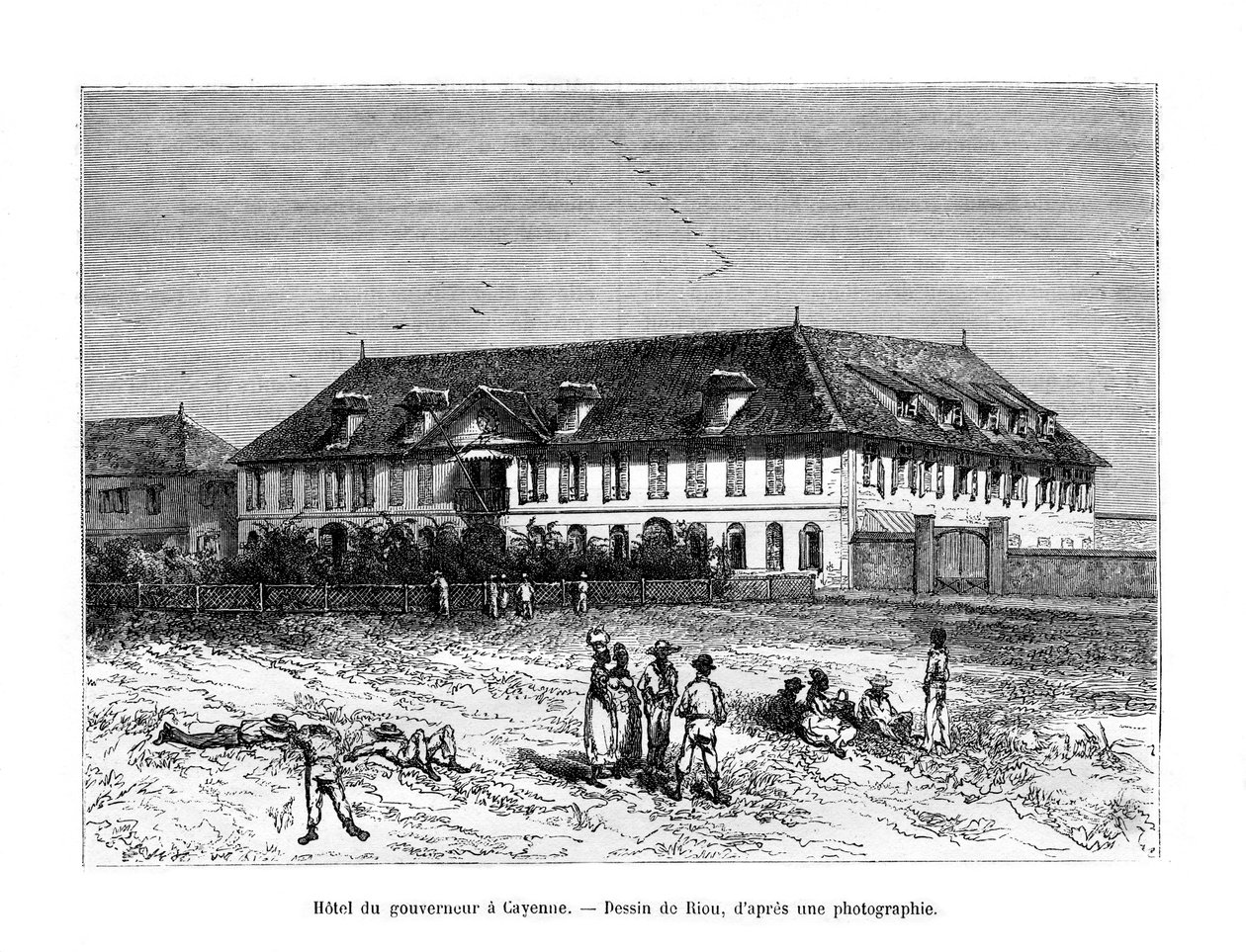 La Casa del Governatore, Caienna, Guyana Francese, Sud America, XIX secolo da Edouard Riou