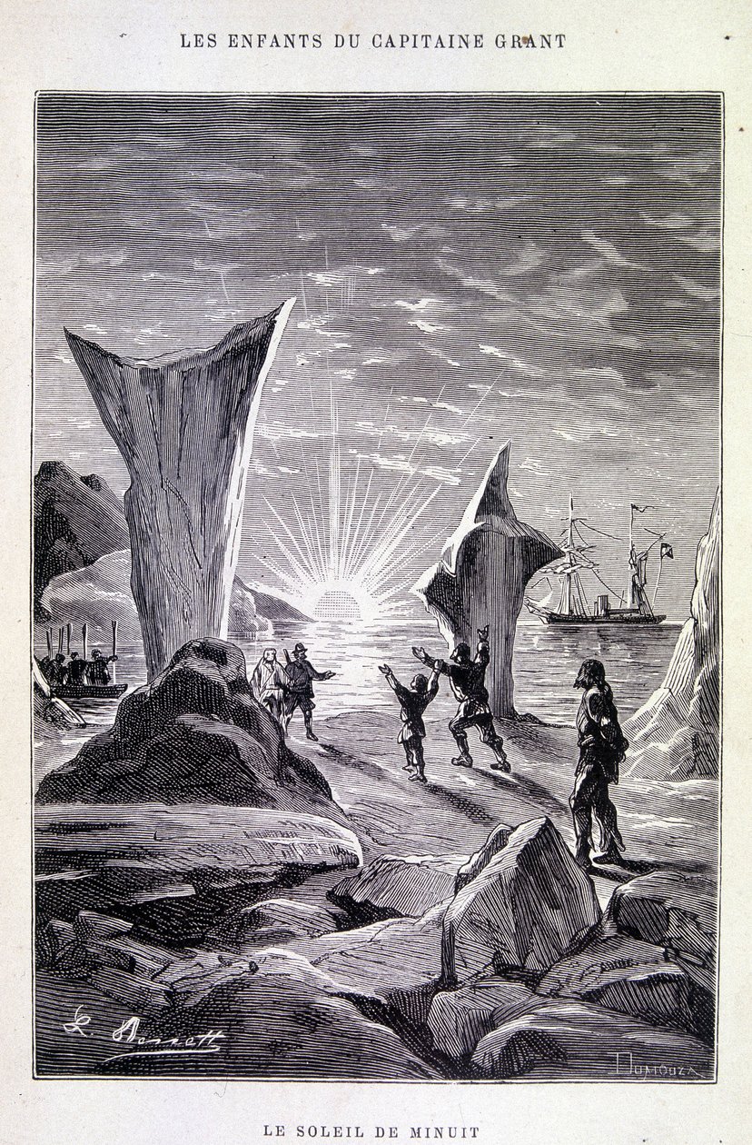 Il Sole di Mezzanotte in "I figli del capitano Grant" di Jules Verne da Edouard Riou