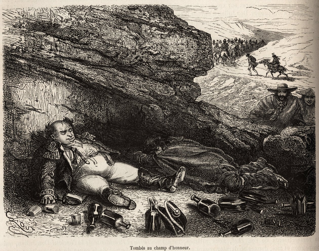 Il colonnello del genio e il suo aiutante di campo, incisione di E. Riou per illustrare una spedizione in Africa Centrale da Edouard Riou