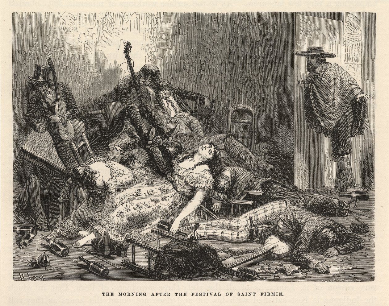 Il mattino dopo la festa di San Firmino, New York 1875 (incisione) da Edouard Riou