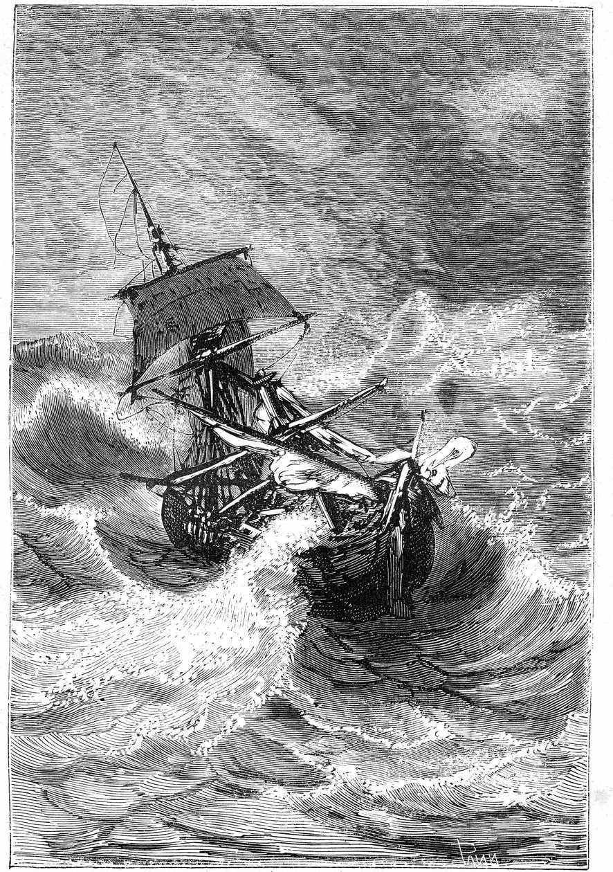 Vignetta del libro di Jules Verne “I Figli del Capitano Grant, Viaggio Intorno al Mondo”, 1867 da Edouard Riou