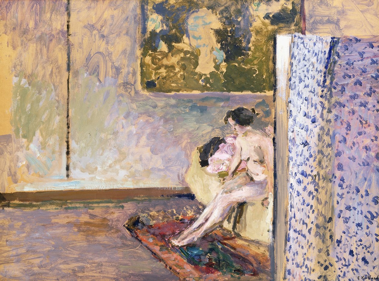 Nello studio di Bonnard al 60 Rue de Douai: Nudo vicino a un paravento da Edouard Vuillard