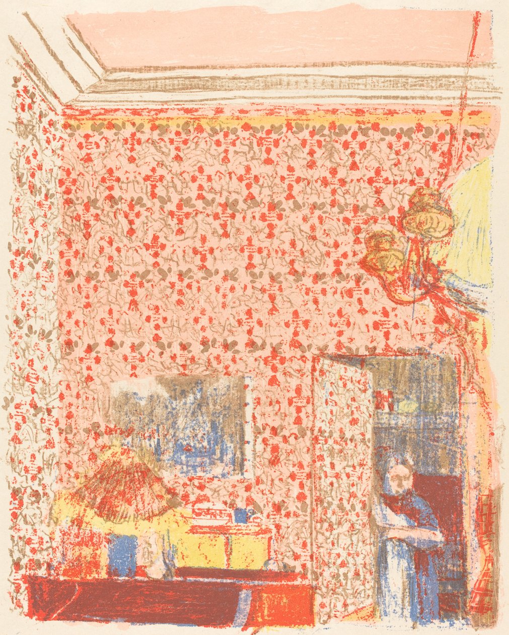 Interno con carta da parati rosa I da Edouard Vuillard
