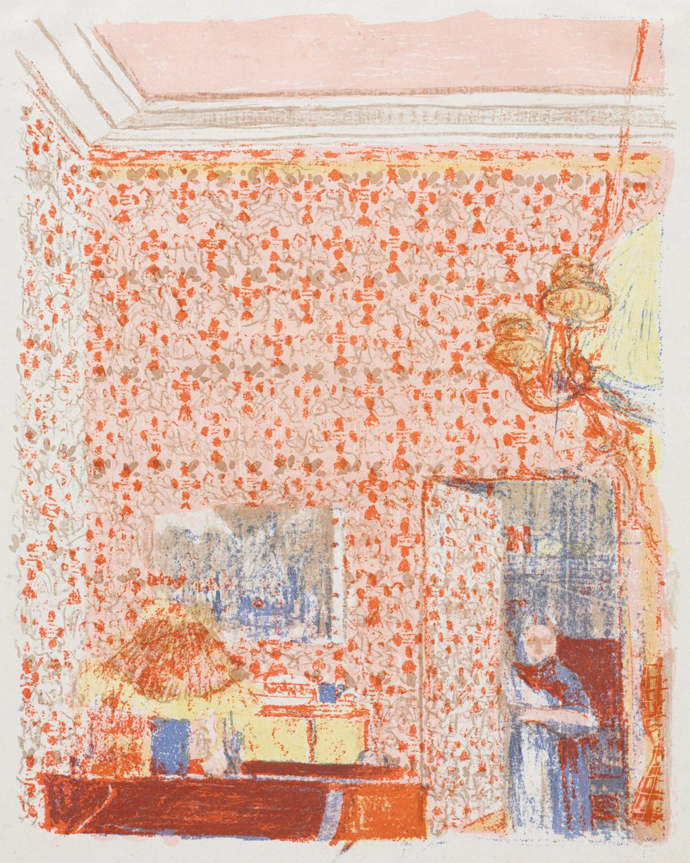 Interno con carta da parati rosa I da Edouard Vuillard