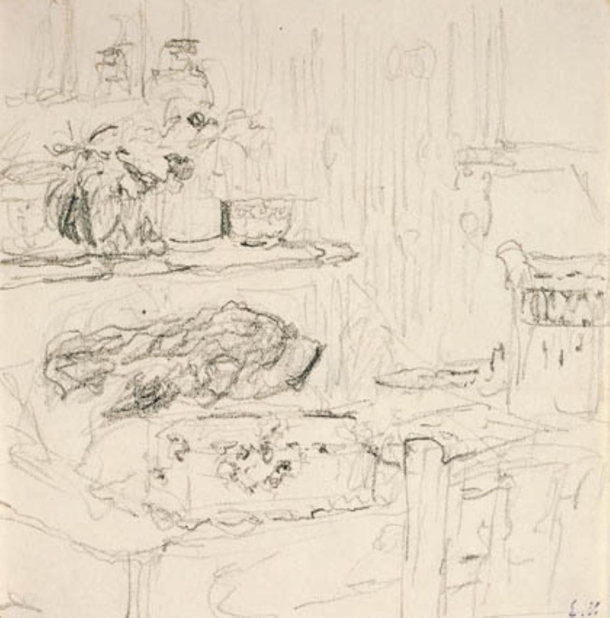 Interno con tavolo quadrato da Edouard Vuillard