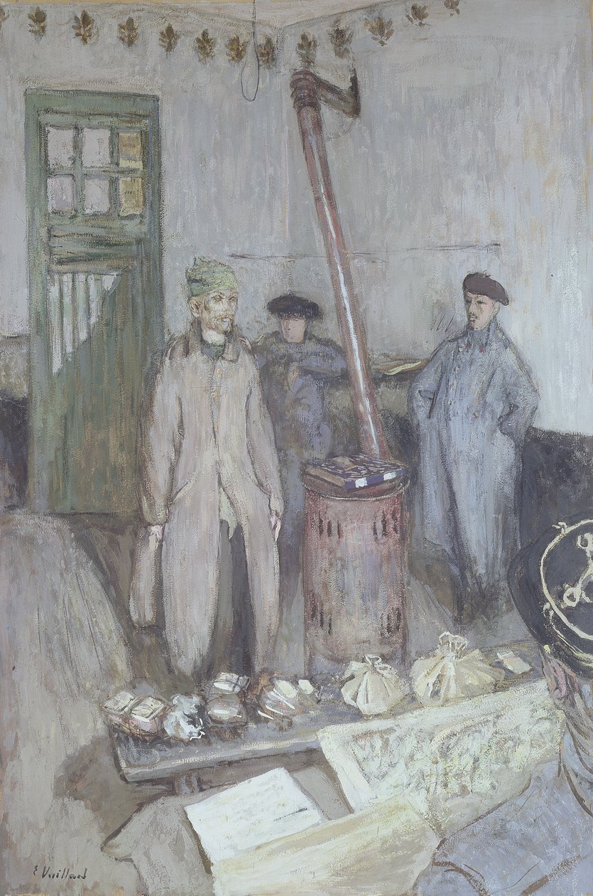 Interrogatorio di un prigioniero tedesco da parte di un ufficiale francese, 1917 da Edouard Vuillard