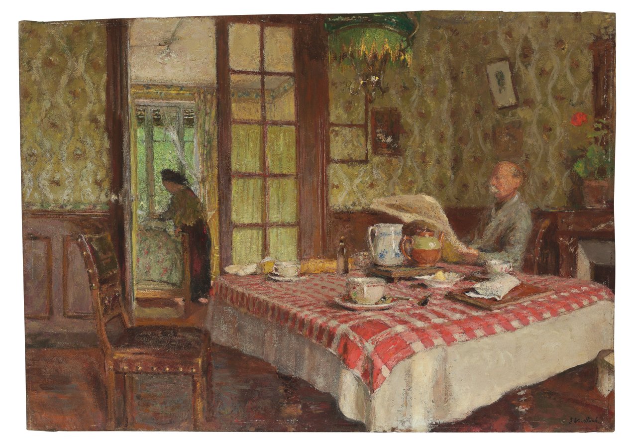 La lettura nella sala da pranzo, Vaucresson, 1924 da Edouard Vuillard
