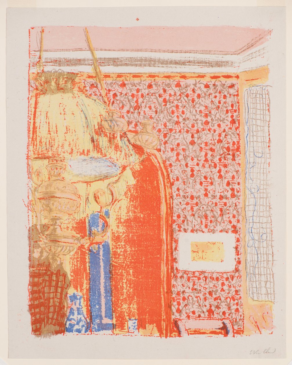 Landschaften und Innenräume: Innenraum mit rosa Tapete II da Edouard Vuillard