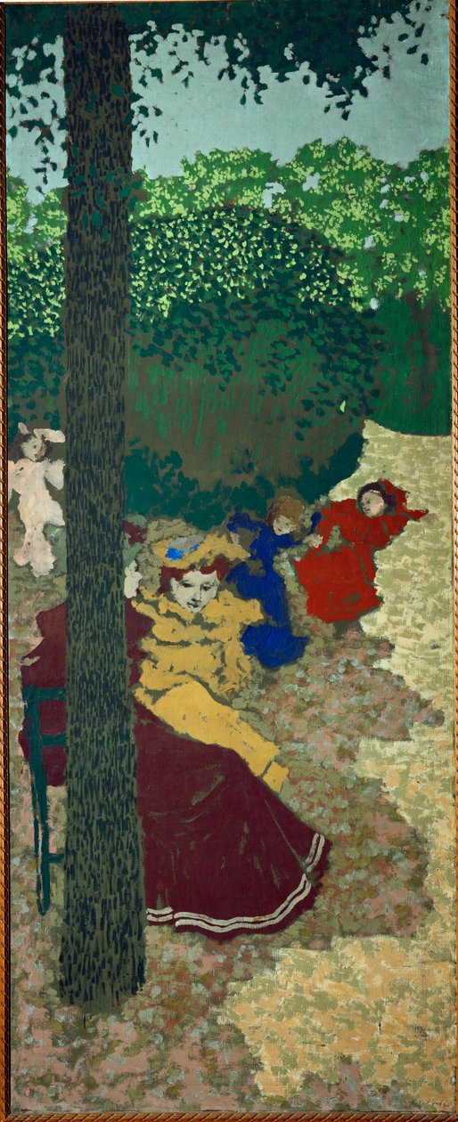 Bambine che giocano; dalla serie di Vuillard sui giardini pubblici (dipinto su tela) da Edouard Vuillard