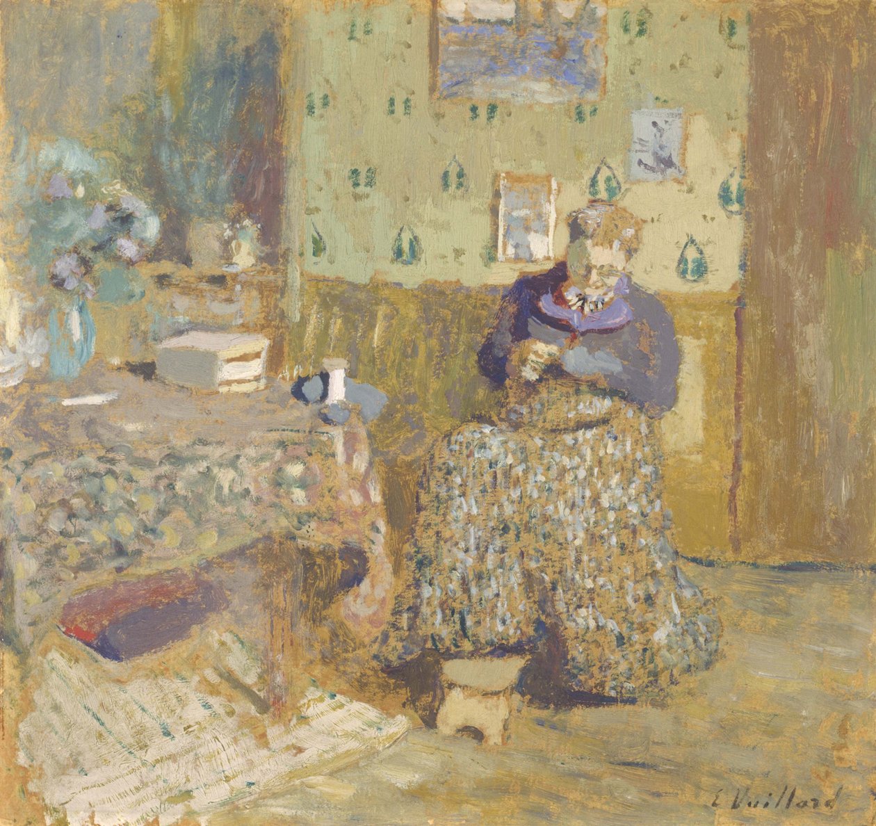 Madame Vuillard che cuce, 1920 da Edouard Vuillard