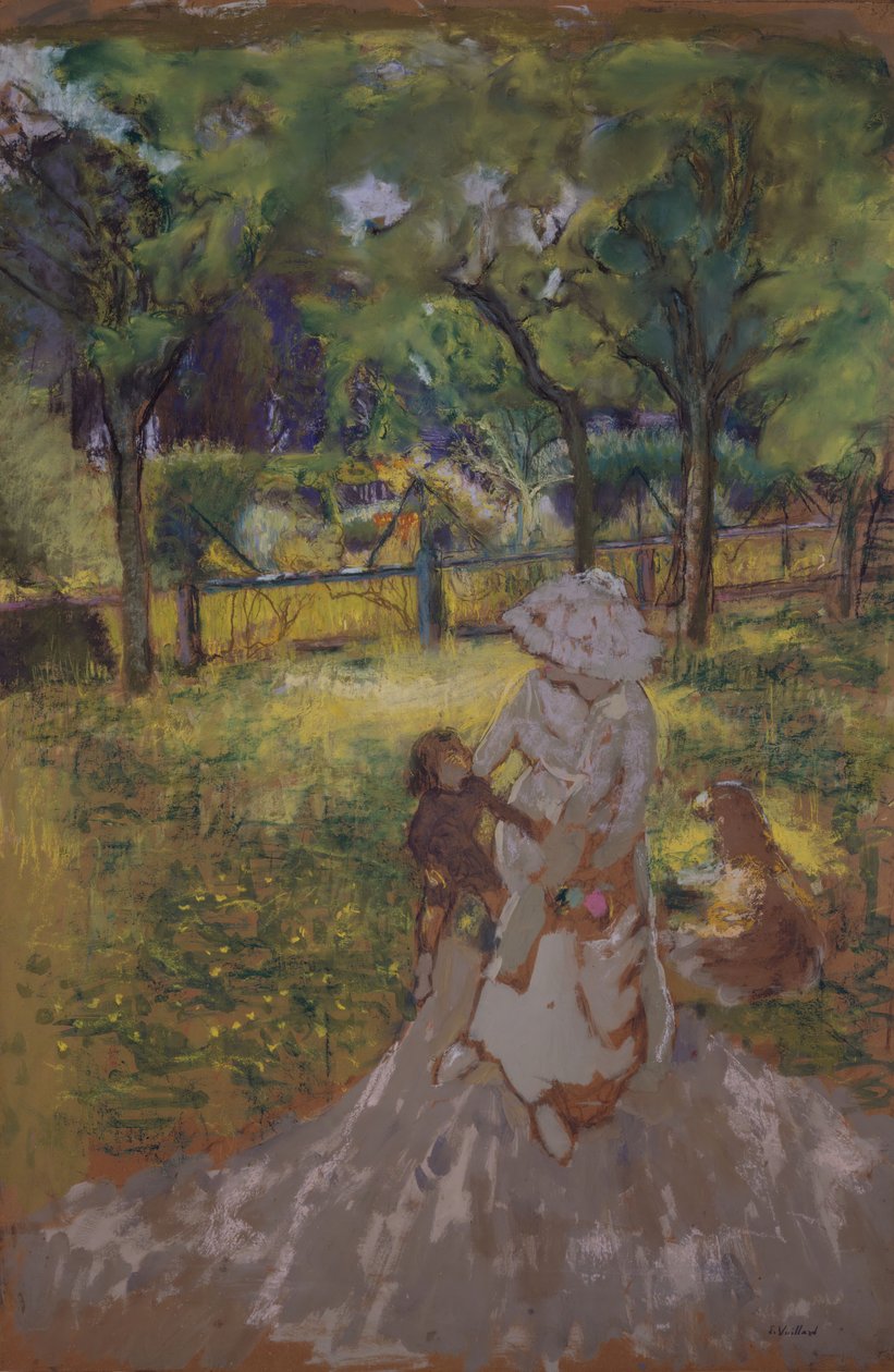 Madre e bambino nel giardino, mattina nel frutteto da Edouard Vuillard