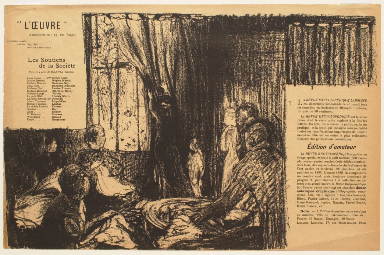 Programm für Die Stützen der Gesellschaft von Ibsen, inszeniert von L