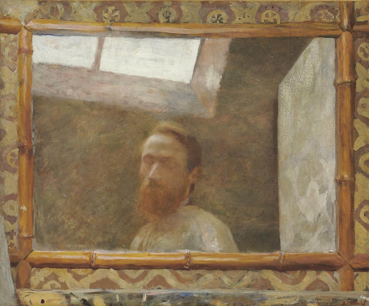 Autoritratto con specchio di bambù, c. 1890 da Edouard Vuillard