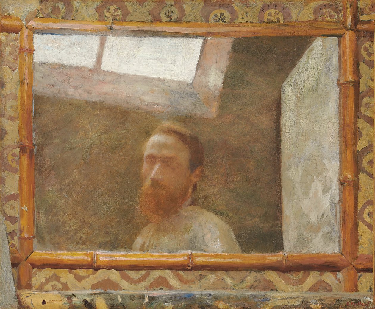 Autoritratto con uno specchio di bambù, c.1890 da Edouard Vuillard